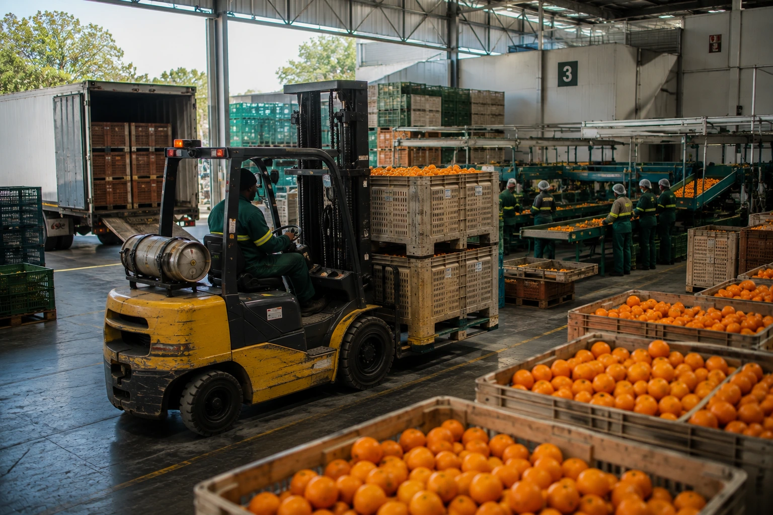 Materials-handling equipment in agricultural operations