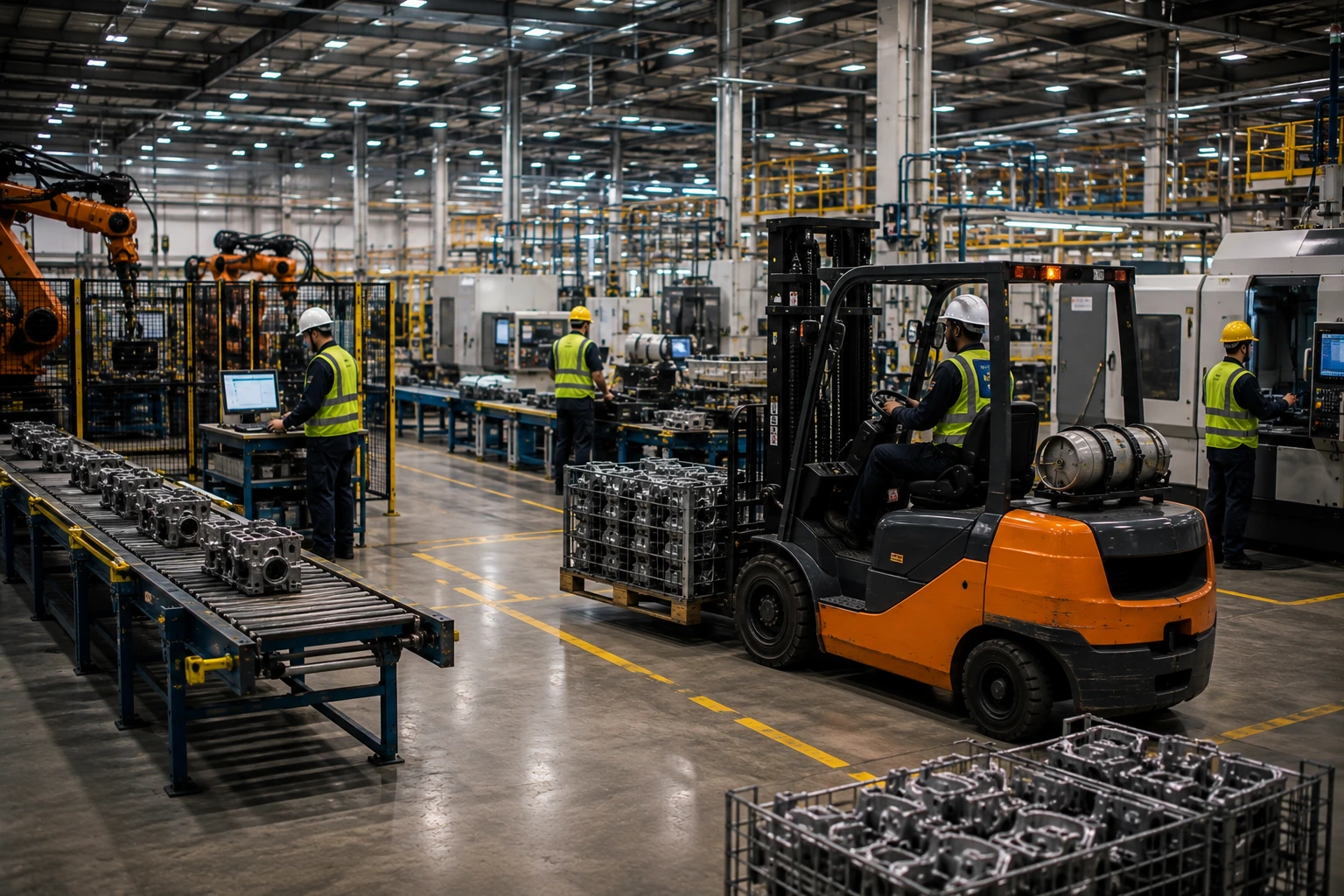 Forklift operations in a manufacturing facility